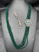 Green Crystal beads chain with cz stones side locket with matching earrings