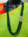 Green Crystal beads chain with cz stones side locket with matching earrings