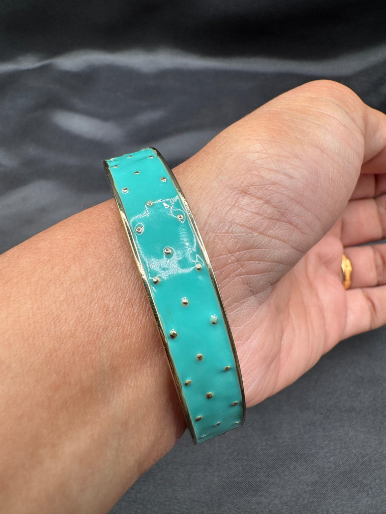 Sea green enamel paint side side-opening kada bangle/ bracelet