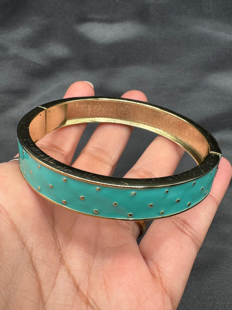 Sea green enamel paint side side-opening kada bangle/ bracelet