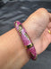 Beautiful Pink enamel paint with a gold design side side-opening kada bangle/ bracelet