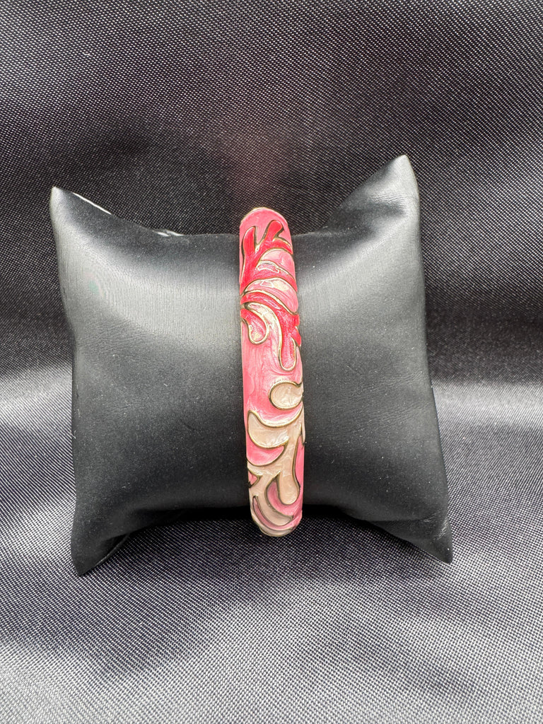 Pink color enamel paint side-open kada bangle/ bracelet