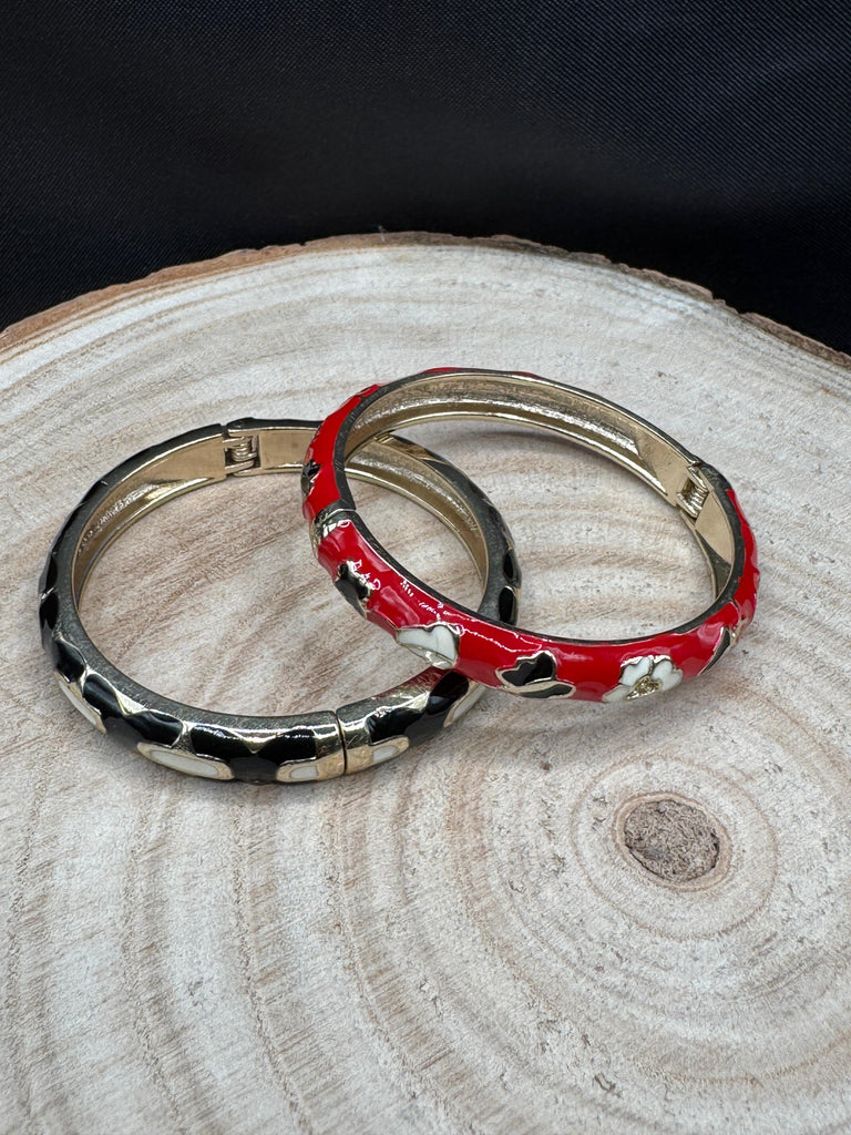 Black & Red enamel paint side-opening kids bangles