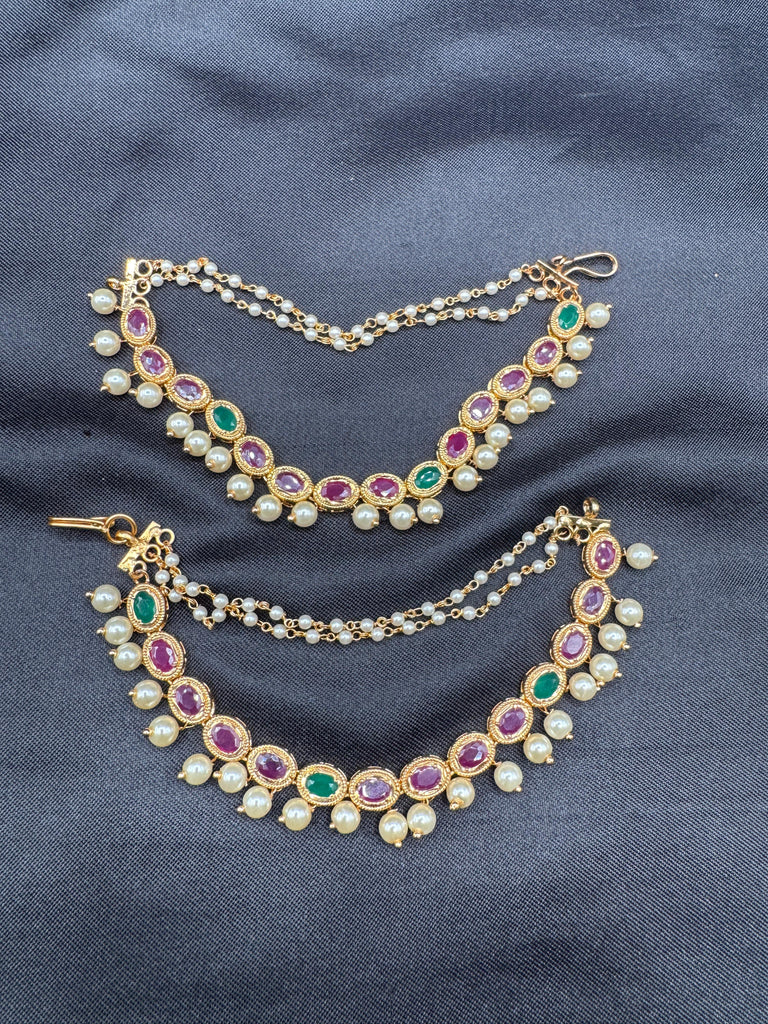 Multicolor Stones with pearls Champaswaralu