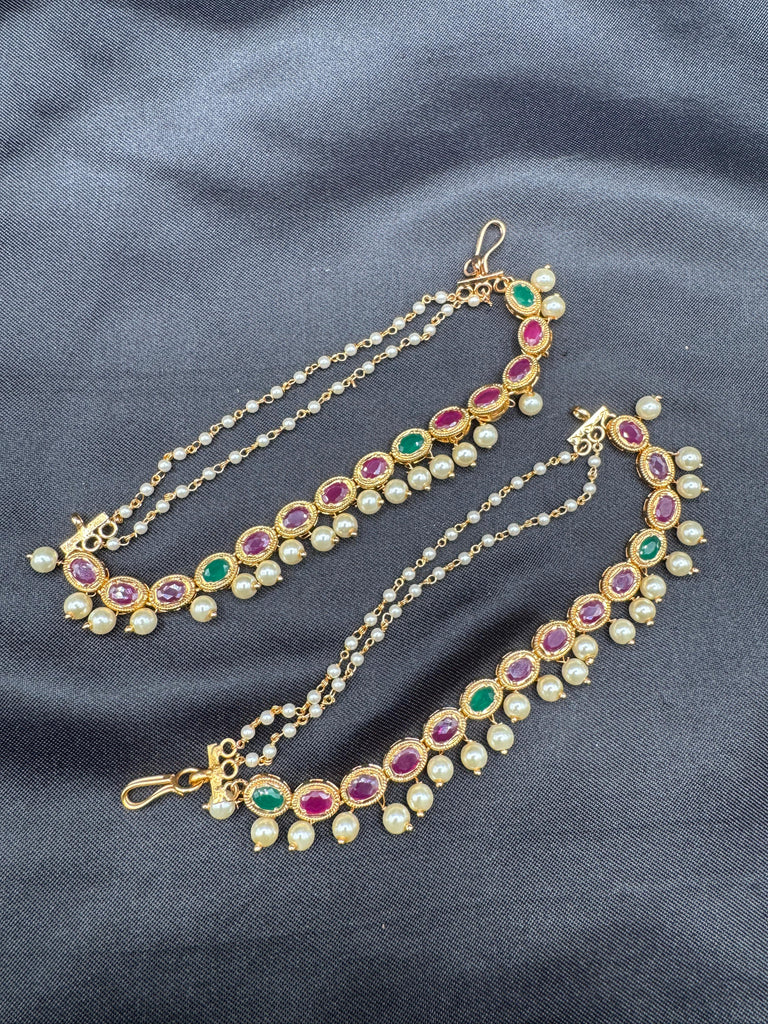 Multicolor Stones with pearls Champaswaralu