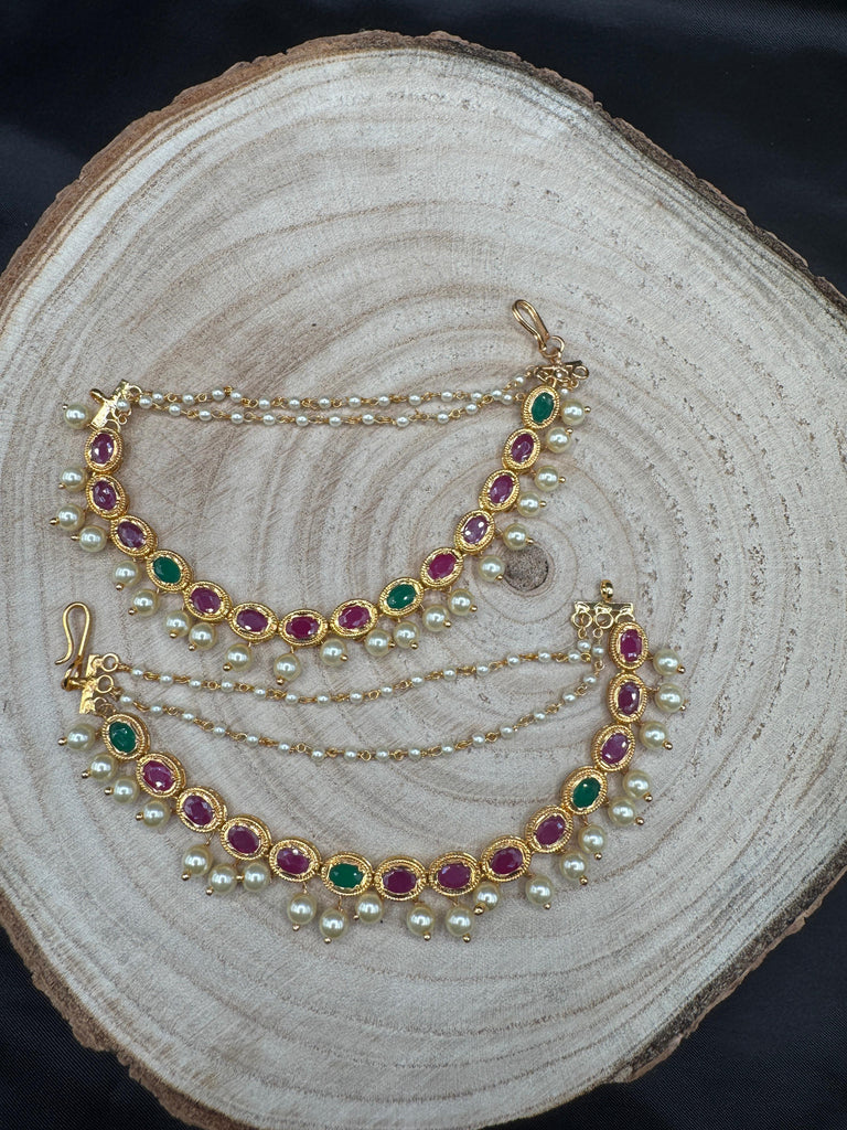 Multicolor Stones with pearls Champaswaralu