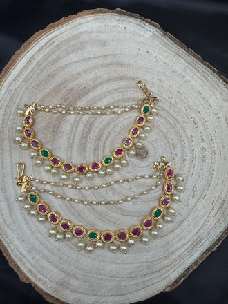 Multicolor Stones with pearls Champaswaralu