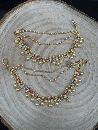 Multicolor Stones with pearls Champaswaralu