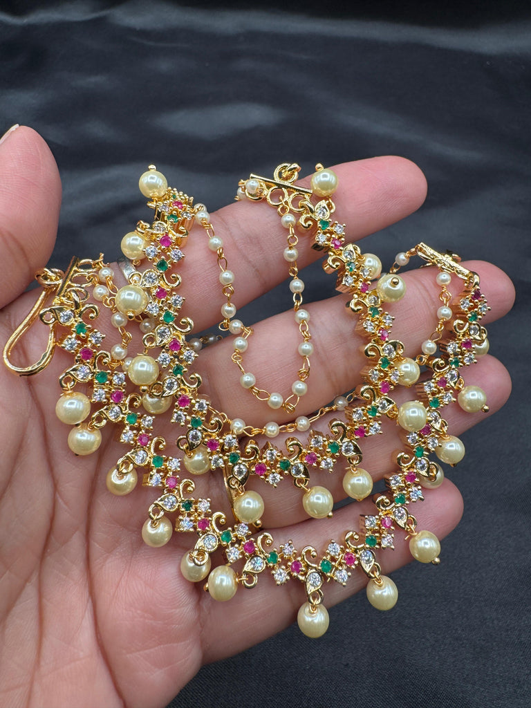Multicolor Stones with pearls Champaswaralu