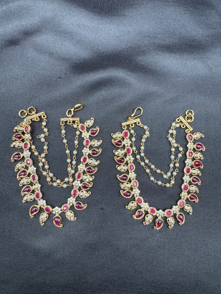 Ruby & CZ stones with pearls Champaswaralu