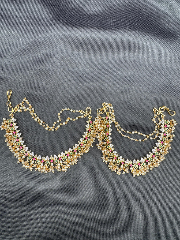 Heavy bridal design pearls with cz stones Champaswaralu