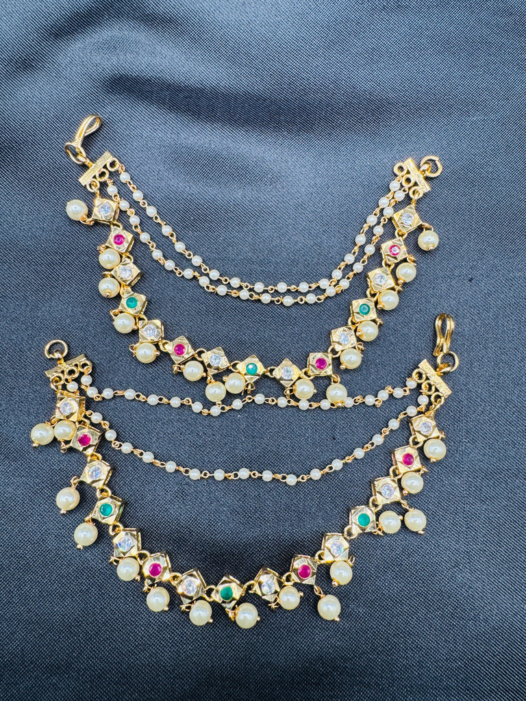 Multicolor Stones with pearls Champaswaralu