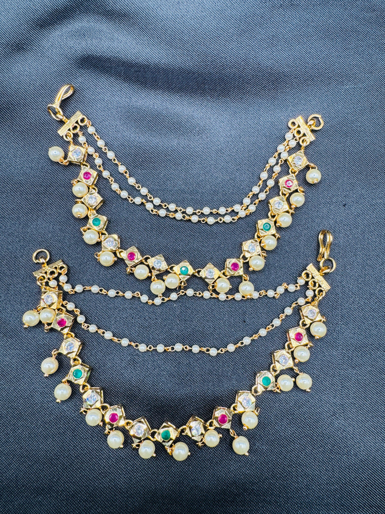 Multicolor Stones with pearls Champaswaralu
