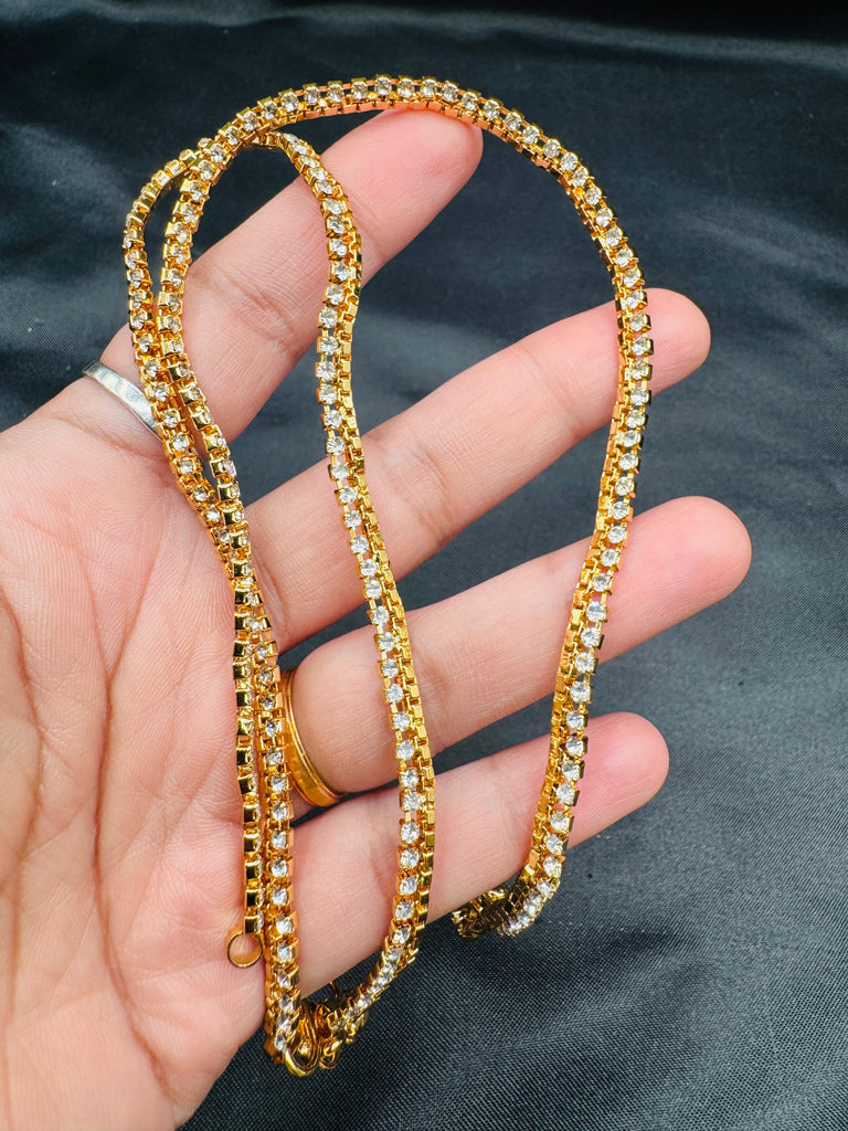 Gold with CZ stones set of 2 Anklets
