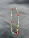 Silver multicolored stones single anklet