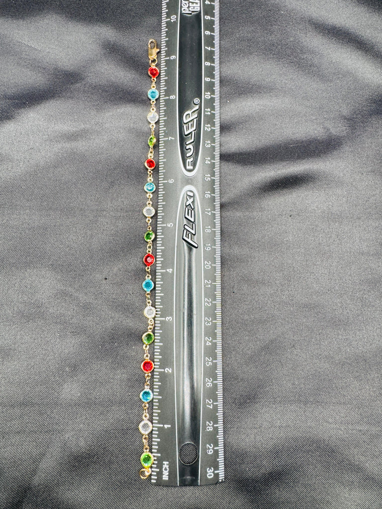 Silver multicolored stones single anklet