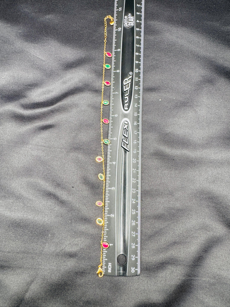 Emerald & Ruby stones gold anklets