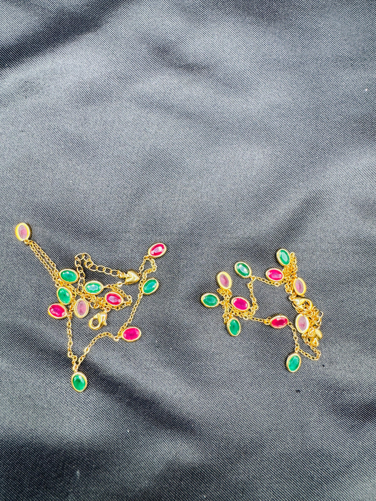 Emerald & Ruby stones gold anklets