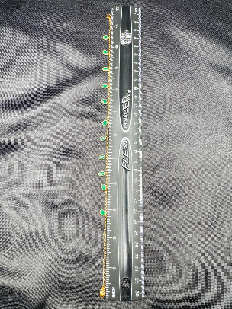 Emerald stone's gold anklet