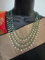 Emerald beads with CZ stones necklace