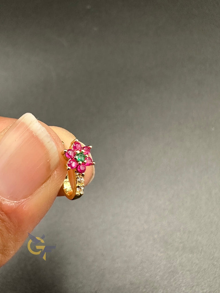 Small flower stones pressing nose pins