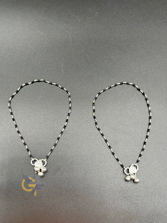 Pure Silver black diamond beads anklets