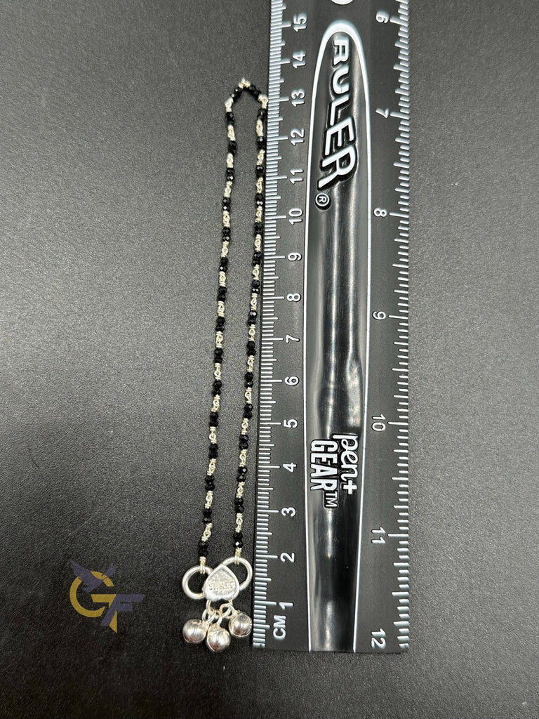 Pure Silver black diamond beads anklets