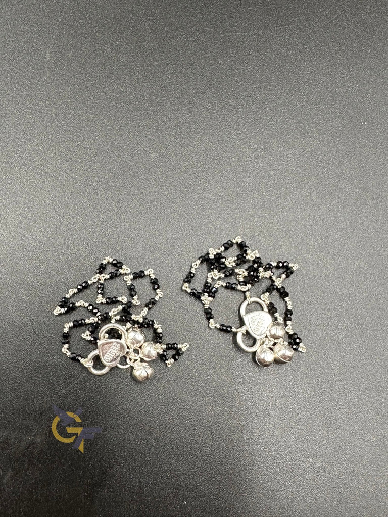Pure Silver black diamond beads anklets