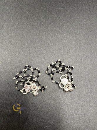 Pure Silver black diamond beads anklets