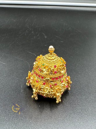 Beautiful and traditional multicolor stones turmeric and kumkum box