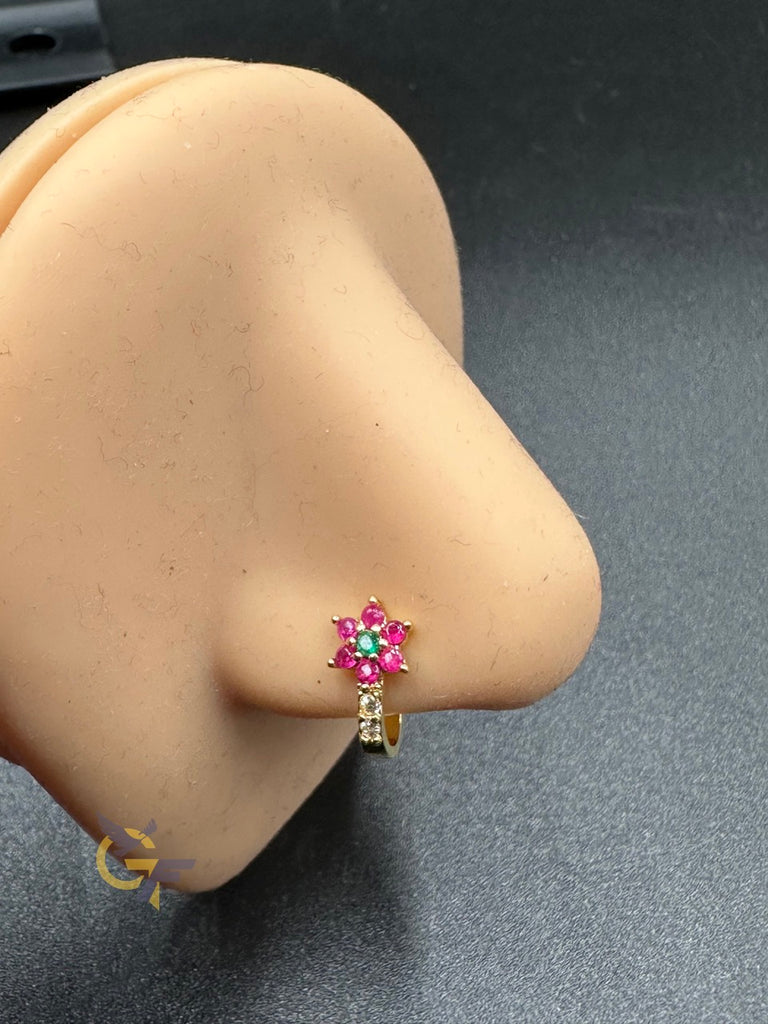 Small flower stones pressing nose pins