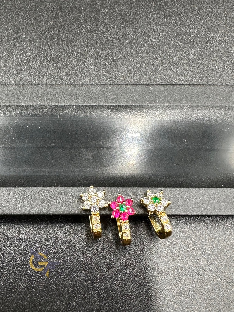 Small flower stones pressing nose pins