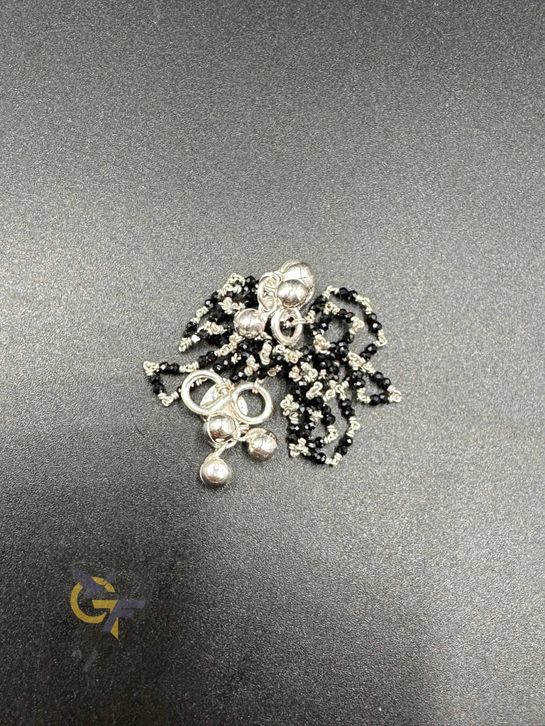 Pure Silver black diamond beads anklets
