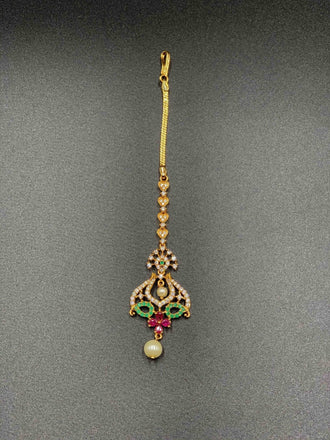 Cute multicolor stones with pearl tikka - Globus Fashions