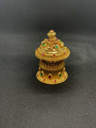 Double stack multicolor stones kumkum and turmeric box - Globus Fashions