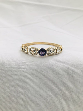 Elegant cz stones with purple stone side lock bracelet - Globus Fashions