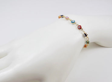 Multicolor evil eye single anklet/bracelet