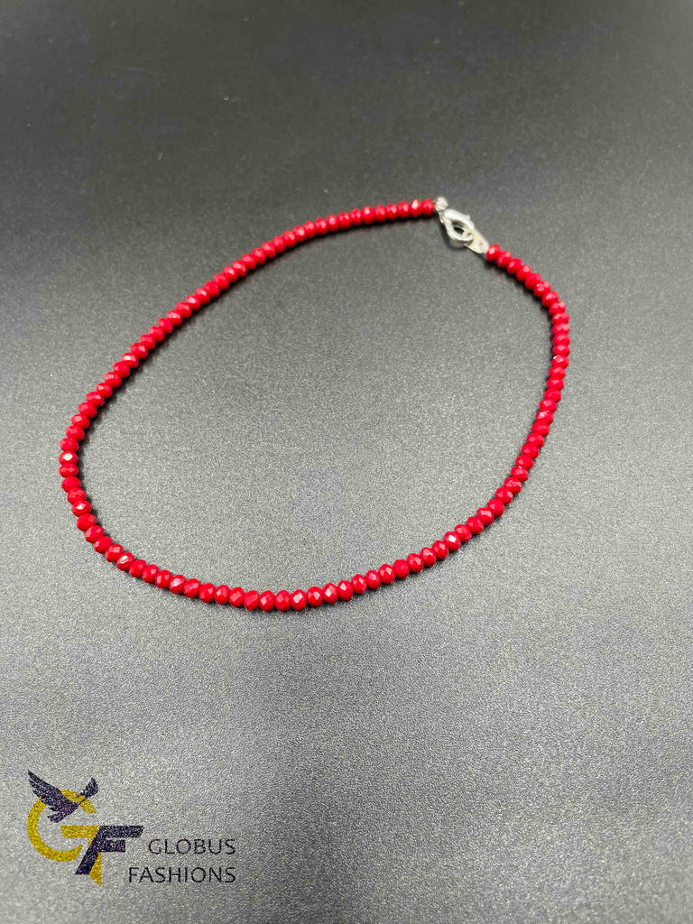 Dark red Crystal beads single anklet