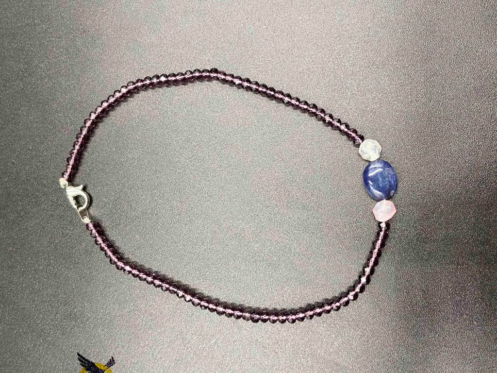 Light purple crystal beads single anklet