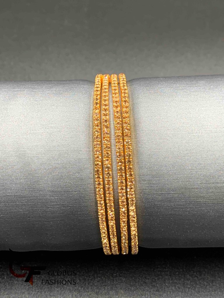 Light brown color stones set of four Bangles