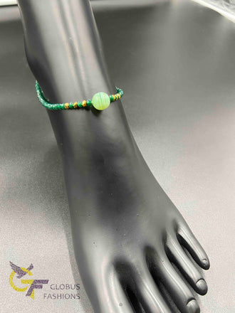 Dark green with light green bead single anklet