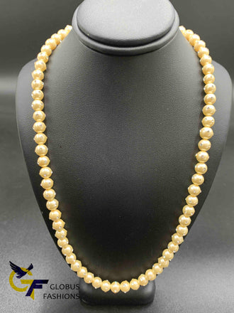 Cream color Pearls with small cz Stones attached with Pearls single line chain