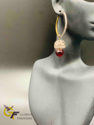 Big ring with jumka German silver earrings