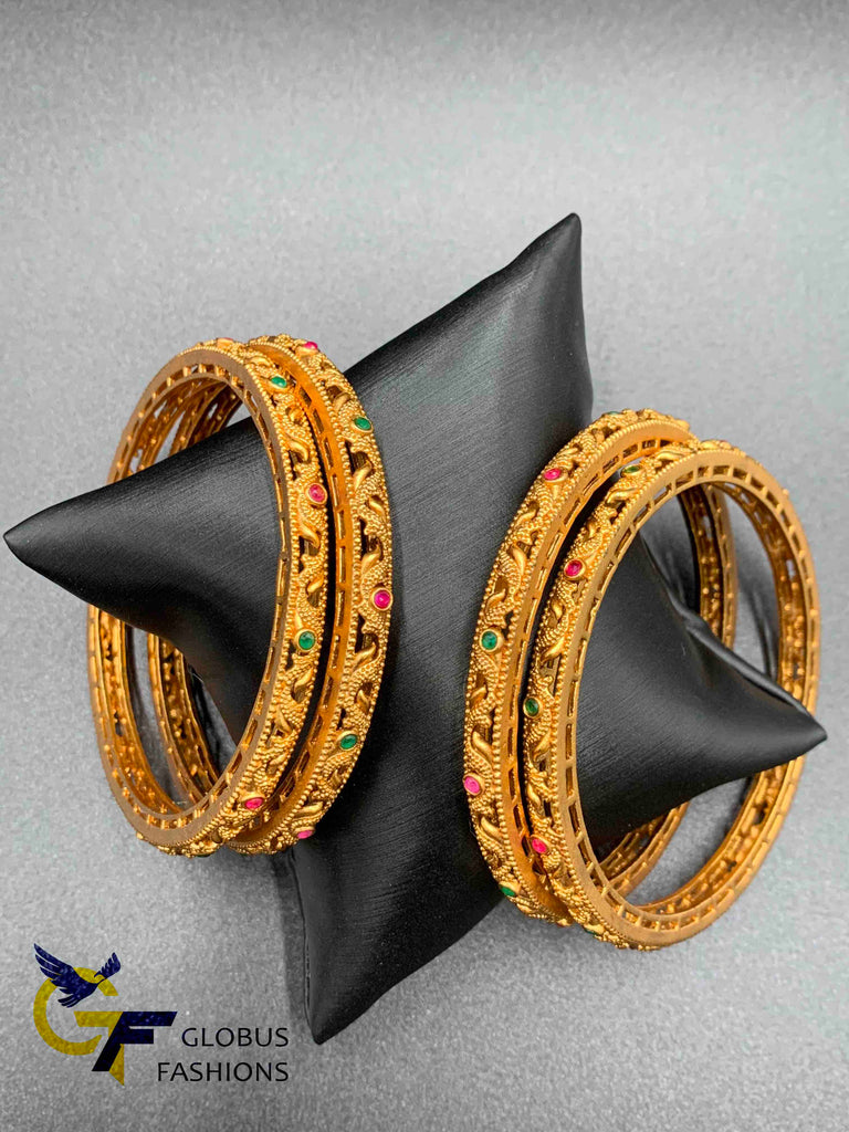 Antique and traditional look multicolor stones bangles