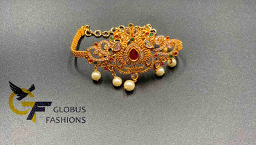 Antique peacock design multi color stones bajubund