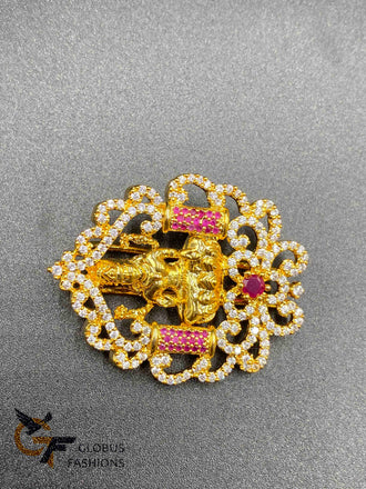 Traditional look Lakshmi print with cz stones and ruby stones hair clip