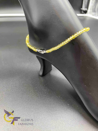 Light yellow Crystal beads single anklet