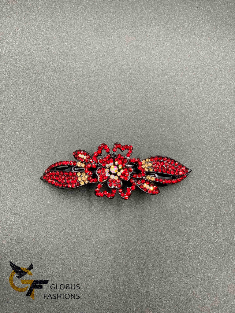 Blue and Red color stones hair clip