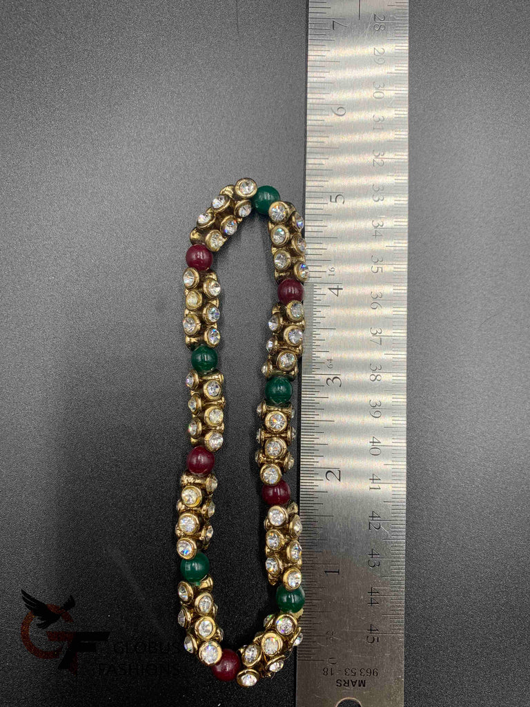 Multicolor beads with cz stones bead elastic anklets