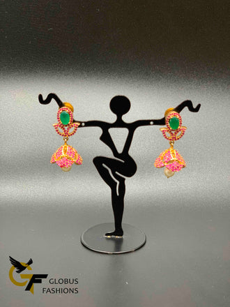 Ruby stones with emerald stones jumka earrings